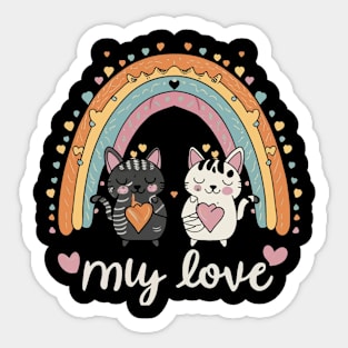 My Rainbow Cat is My Valentine Sticker